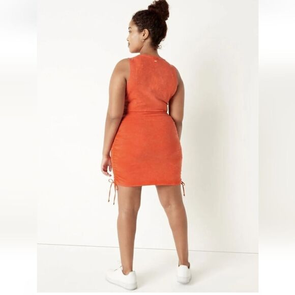 Victoria’s Secret PINK Adjustable Ruched Side Tank Dress Orange Mini Size XL - Picture 2 of 11